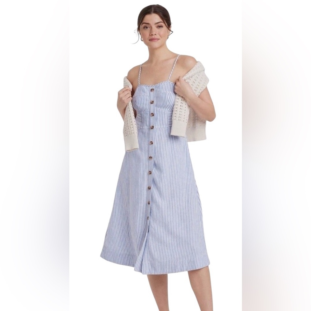 Universal Thread Corset Linen Midi Button Up Dres… - image 3